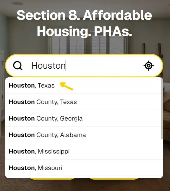 section 8 search by city county or state