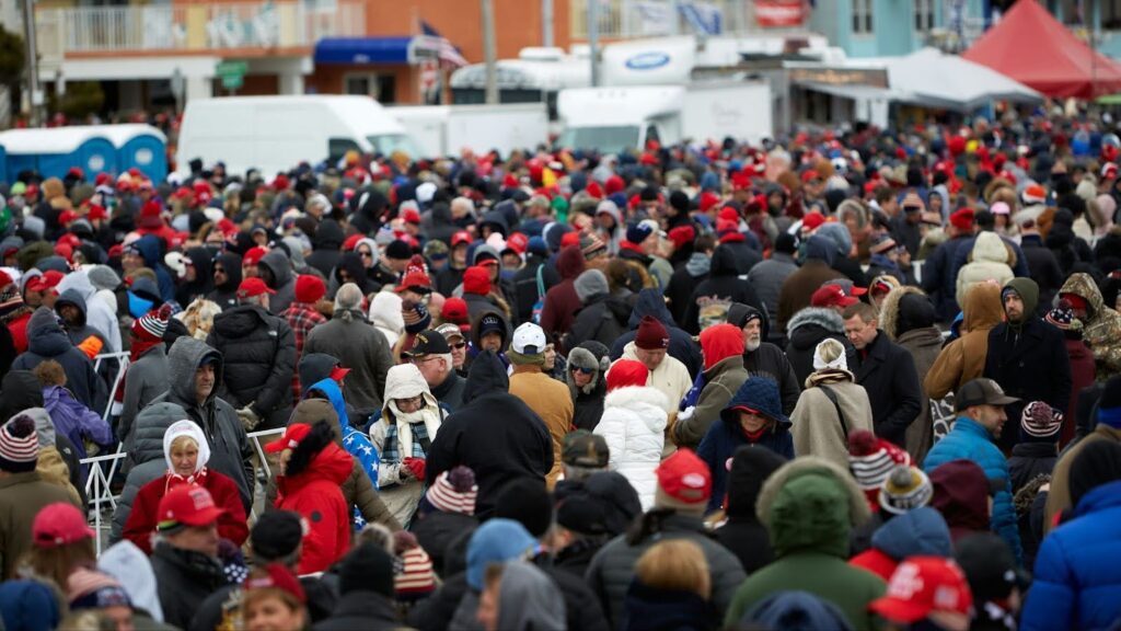 a crowd at a Donald Trump rally