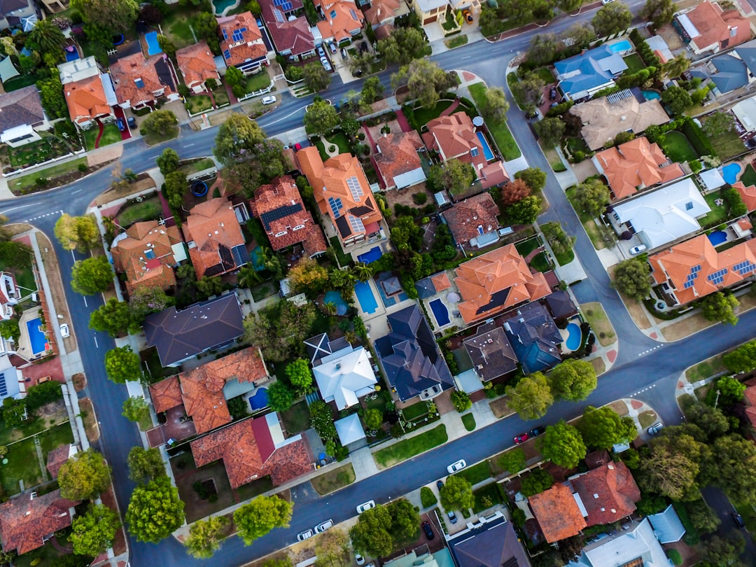 A top down view of affordable housing complexes