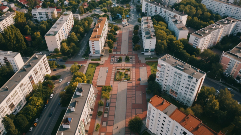 housing apartments from an aerial view