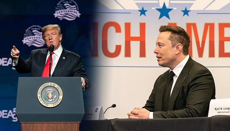 Donald Trump and Elon Musk in different scenarios.